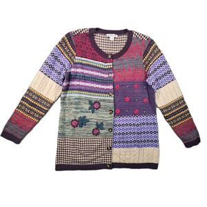 Coldwater Creek Sweater Womens S Petite Patchwork Colorblock Upcycled Artsy READ